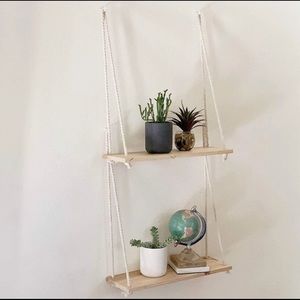 - Set of 2 rope hanging shelves